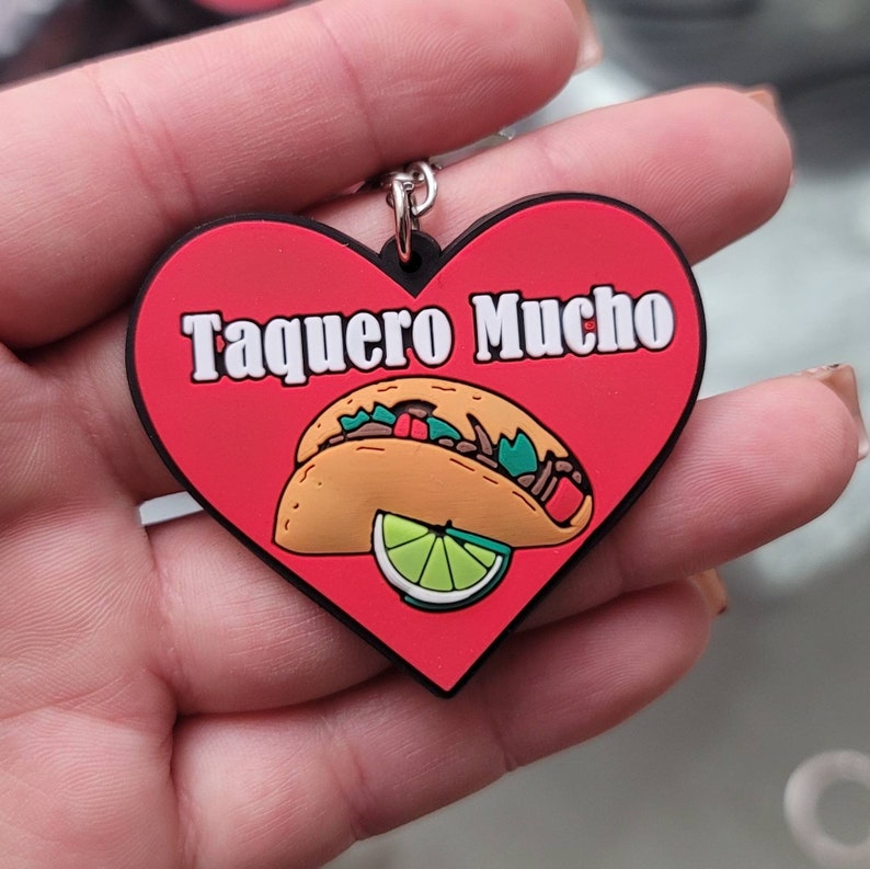 One of a kind Taquero mucho heart keychain tacos lime