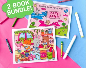 Nat's Patch 2 Coloring Book Bundle - Cute Days + Bonding Buds Coloring Books