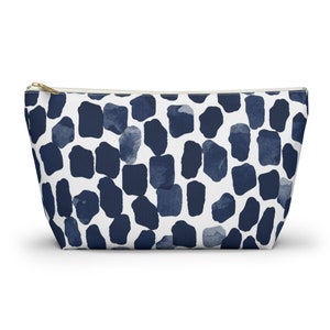 Accessory and Cosmetic Pouch w/ T-bottom, Indigo, Blue and White, Travel Pouch, 2 Sizes