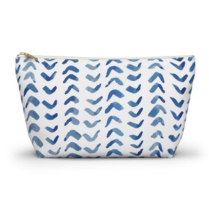 Accessory and Cosmetic Pouch w/ T-bottom, Indigo, Blue and White, Travel Pouch, 2 Sizes