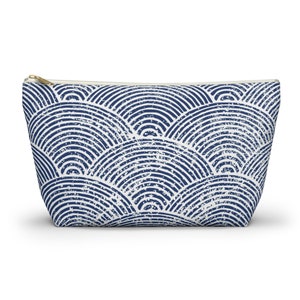 Accessory and Cosmetic Pouch w/ T-bottom, Indigo, Blue and White, Travel Pouch, 2 Sizes