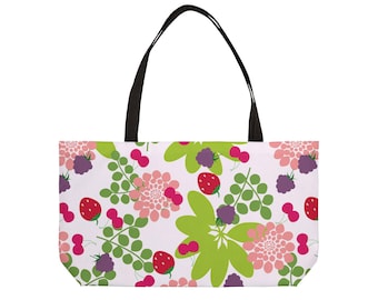 Bolso tote de fin de semana extragrande, colección de primavera, Strawberry Fields