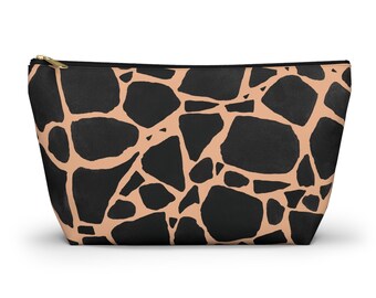 Bolsa para accesorios y cosméticos con base en T, estampado animal y jirafa, 2 tamaños