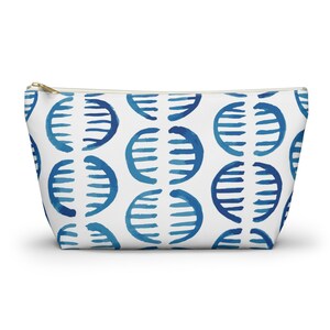Accessory and Cosmetic Pouch w/ T-bottom, Indigo, Blue and White, Travel Pouch, 2 Sizes