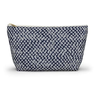Accessory and Cosmetic Pouch w/ T-bottom, Indigo, Blue and White, Travel Pouch, 2 Sizes