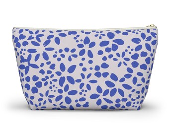 Bolsa para accesorios y cosméticos con base en T, bolsa de maquillaje, estampado floral, 2 tamaños