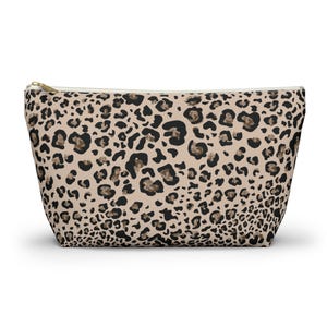 Accessory and Cosmetic Pouch w/ T-bottom, Animal Print, Leopard Print, 2 Sizes