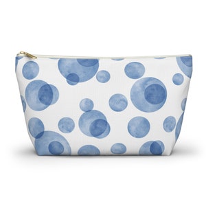 Accessory and Cosmetic Pouch w/ T-bottom, Indigo, Blue and White, Travel Pouch, 2 Sizes