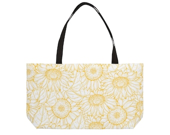 Bolso tote de fin de semana extragrande, colección de primavera, estampado de girasoles