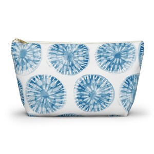Accessory and Cosmetic Pouch w/ T-bottom, Indigo, Blue and White, Travel Pouch, 2 Sizes