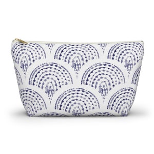 Accessory and Cosmetic Pouch w/ T-bottom, Indigo, Blue and White, Travel Pouch, 2 Sizes