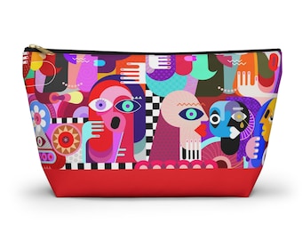 Neceser abstracto de arte popular, bolsa de maquillaje con base en T