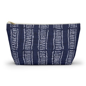 Accessory and Cosmetic Pouch w/ T-bottom, Indigo, Blue and White, Travel Pouch, 2 Sizes