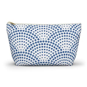 Accessory and Cosmetic Pouch w/ T-bottom, Indigo, Blue and White, Travel Pouch, 2 Sizes