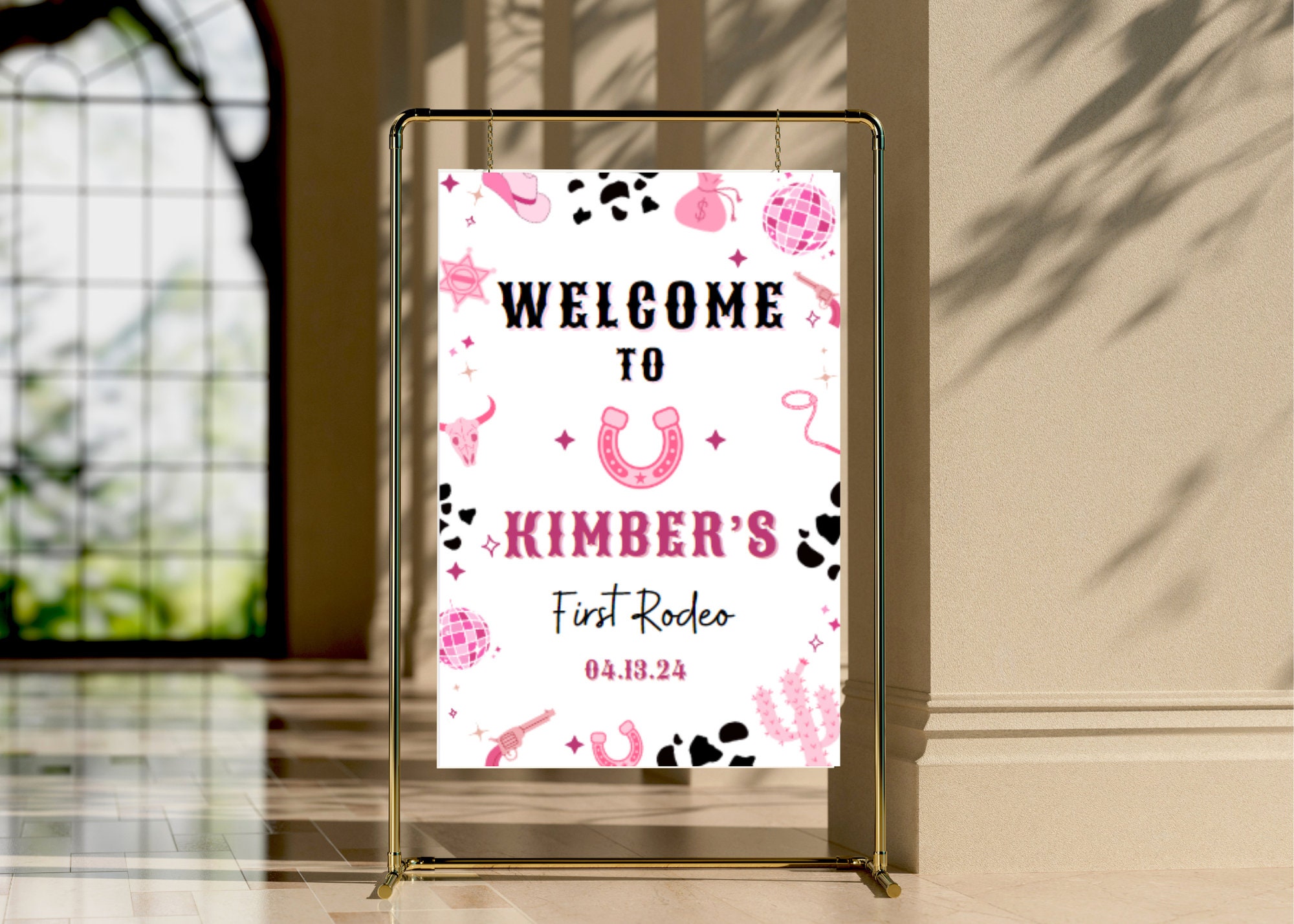 First Rodeo Welcome Sign, Disco Cowgirl, 1st Bday, Editable Pritnable ...