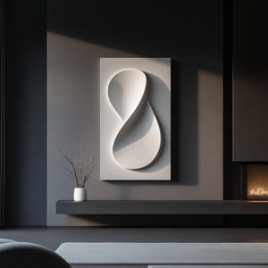 Ivory Wood Wall Sculpture, Minimalist Wall Art, Modern Wood Wall Decor, Abstract 3D Wood Carving, Handmade Wall Hanging