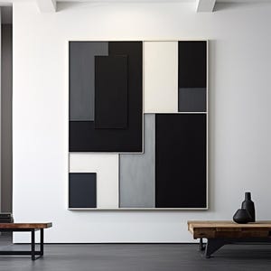 Black, White And Gray Wood Wall Sculpture, Minimalist Wall Art, Modern Wood Wall Decor, Abstract 3D Wood Carving, Handmade Wall Hanging