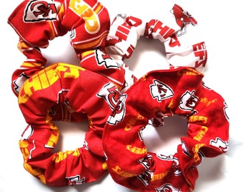 Kansas City Chiefs Hair Scrunchie Scrunchies by Sherry NFL Football Fabric Ponytail Holders Ties