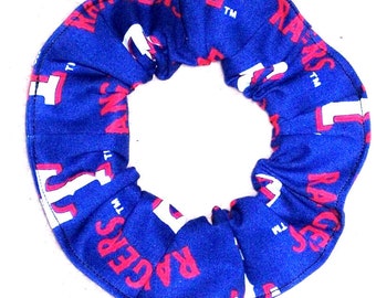 Texas Rangers Blue Fabric Hair Scrunchie MLB Baseball Scrunchies by Sherry