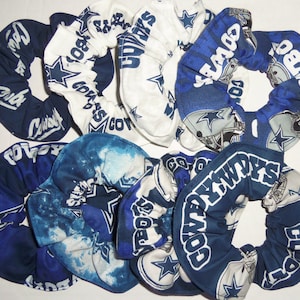 Dallas Cowboys Hair Scrunchie NFL Football Navy White Camo Tie Dyed Duck Cloth Fabric Scrunchies by Sherry Set of 7 Minis
