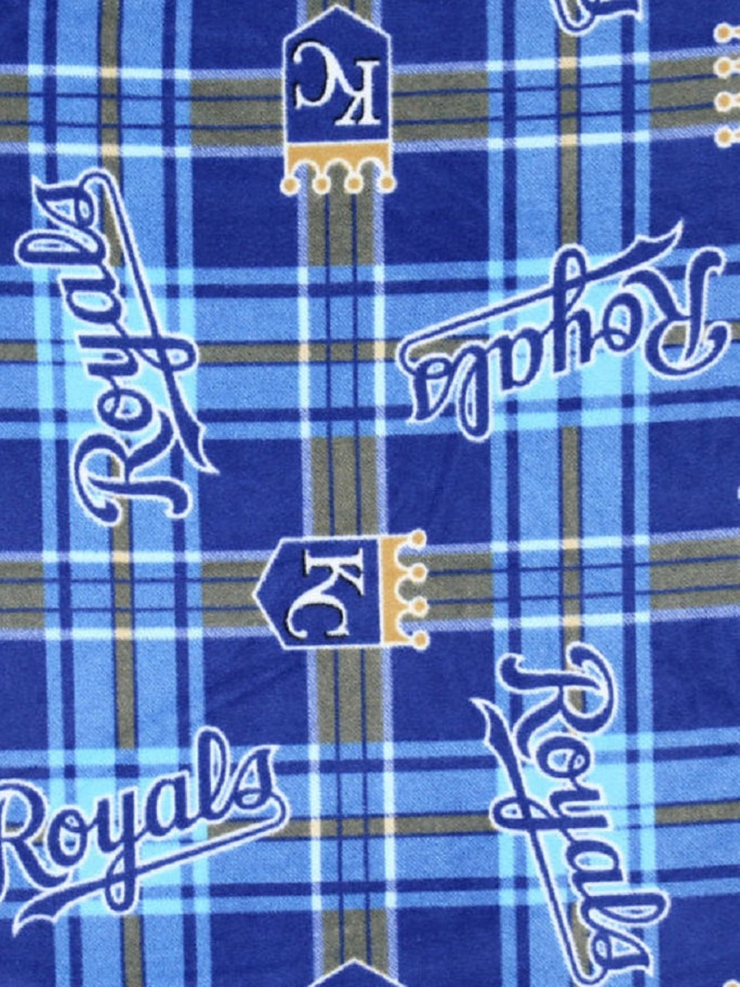 Kansas City Royals Fleece Baby Blanket Baseball Blue Plaid Hand Tied