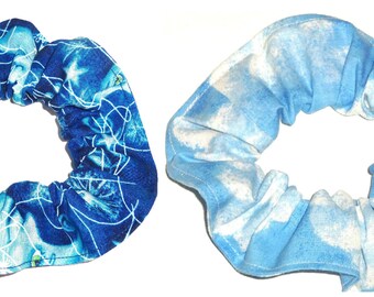 Hair Scrunchie Clouds in the Sky and Moon Shine Blue Fabric Ties Scrunchies by Sherry Ponytail Holders