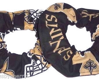 New Orleans Saints Fabric Hair Scrunchies by Sherry NFL Football Black Gold Scrunchie Ponytail Holders Ties