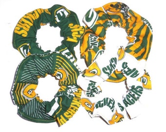 Green Bay Packers Fabric Hair Scrunchie Scrunchies by Sherry Ponytail Holders Ties Green Gold NFL Football