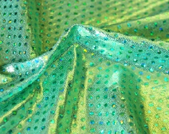 Gold Seafoam Mint Green Metallic Sequins Dance Swimwear Spandex Fabric Hair Scrunchies
