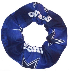 Dallas Cowboys Hair Scrunchie NFL Football Navy White Camo Tie Dyed Duck Cloth Fabric Scrunchies by Sherry Glow