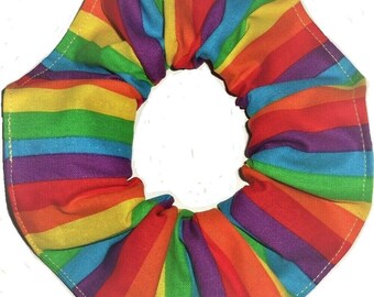 Rainbow Neon Peace Signs Fabric Hair Scrunchies by Sherry Ties Scrunchie Ponytail Holders Gay Pride