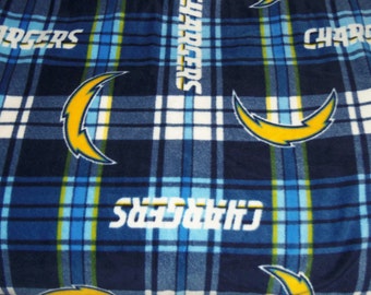 Los Angeles Chargers Fleece Baby Blanket Plaid Hand Tied Pet Lap Blue Gold NFL Football