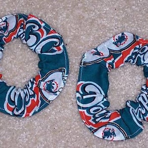 Miami Dolphins Fabric Hair Scrunchie Scrunchies by Sherry NFL Football 2 Green Minis