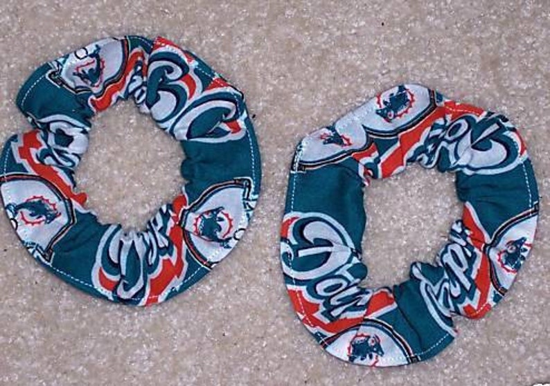 Miami Dolphins Fabric Hair Scrunchie Scrunchies by Sherry NFL Football 2 Green Minis