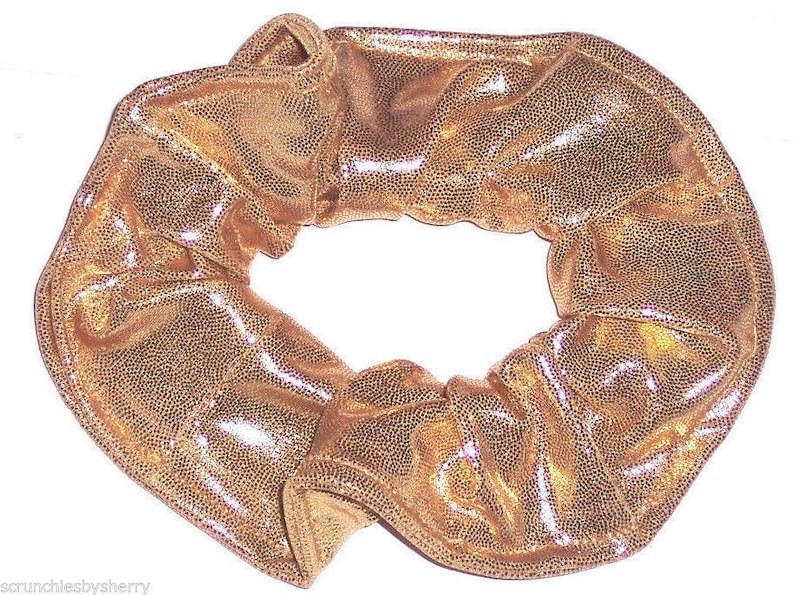 Metallic Hair Scrunchie Dancewear Swimwear Spandex Fabric Scrunchies by Sherry Silver Pink Purple Blue Red Gold Teal Gold