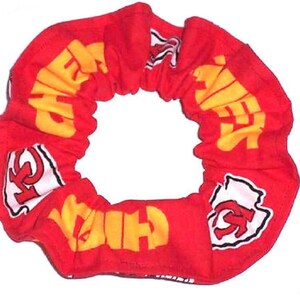 Kansas City Chiefs Hair Scrunchie Scrunchies by Sherry NFL Football Fabric Ponytail Holders Ties Red Cotton