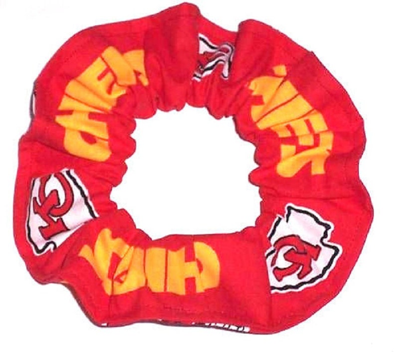 Kansas City Chiefs Hair Scrunchie Scrunchies by Sherry NFL Football Fabric Ponytail Holders Ties Red Cotton