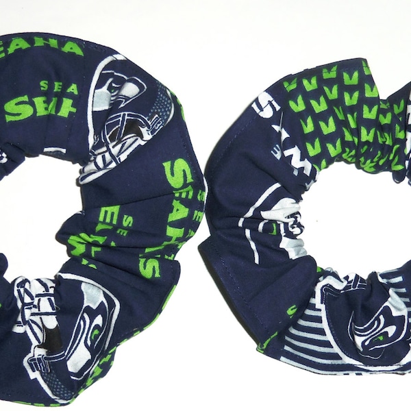 Seattle Seahawks Fabric Hair Scrunchie NFL Football Ties Ponytail Holders Scrunchies by Sherry