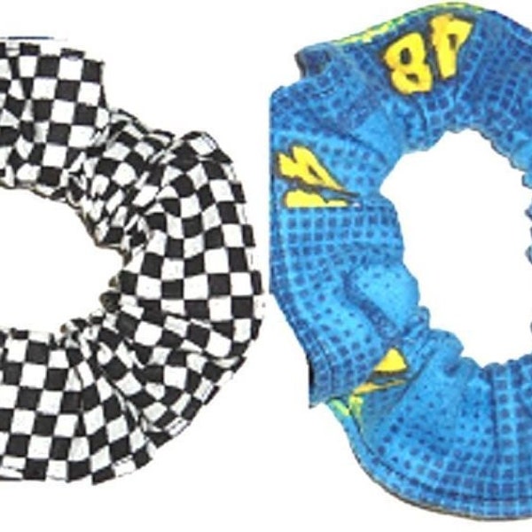 Jimmie Johnson 48 Racing Flannel Fabric Hair Scrunchie Checkered Flag Scrunchies by Sherry NASCAR