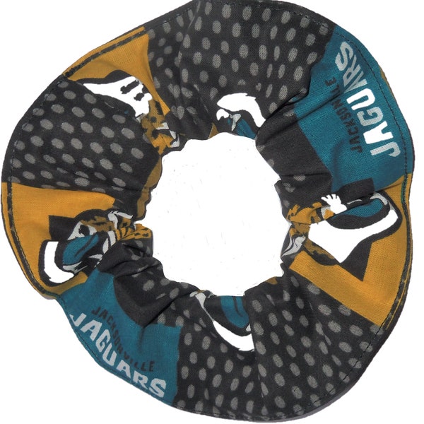 Jacksonville Jaguars Hair Scrunchies by Sherry NFL Football Black Fabric Ponytail Holders Ties