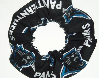 Carolina Panthers Hair Scrunchies by Sherry Black NFL Football Fabric Ponytail Holders Ties