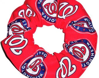 Washington Nationals Fabric Hair Scrunchie Scrunchies by Sherry MLB Baseball