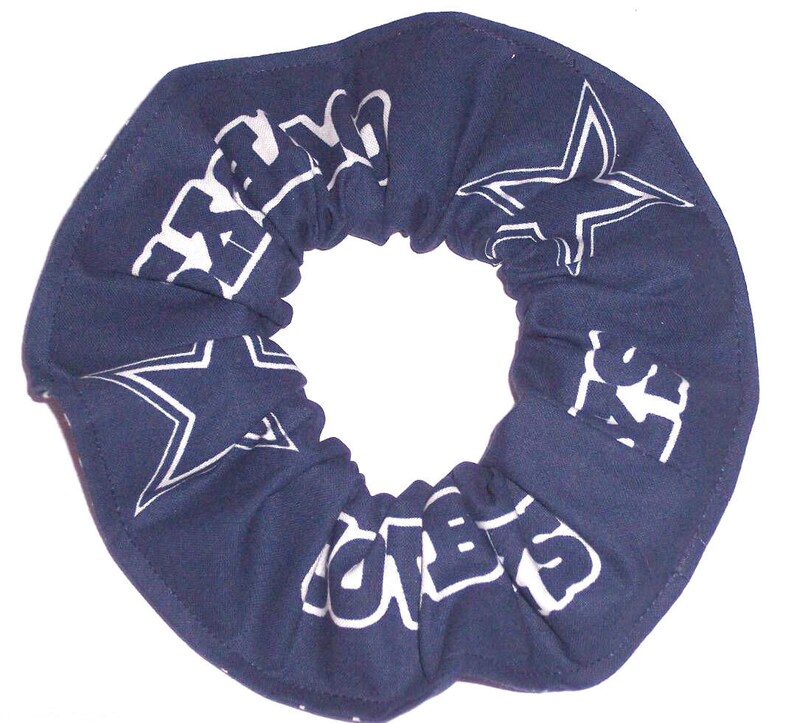 Dallas Cowboys Hair Scrunchie NFL Football Navy White Camo Tie Dyed Duck Cloth Fabric Scrunchies by Sherry Navy Helmets