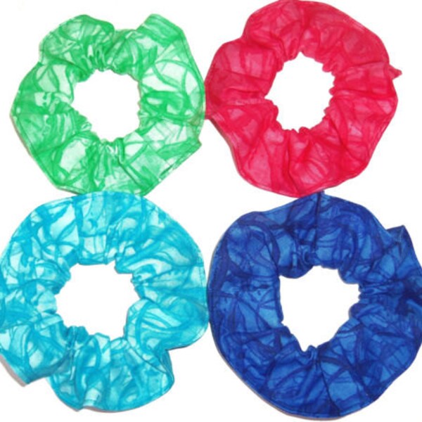 Hair Scrunchie Blenders Blue Green Red Teal Scrunchies by Sherry Blending Colors