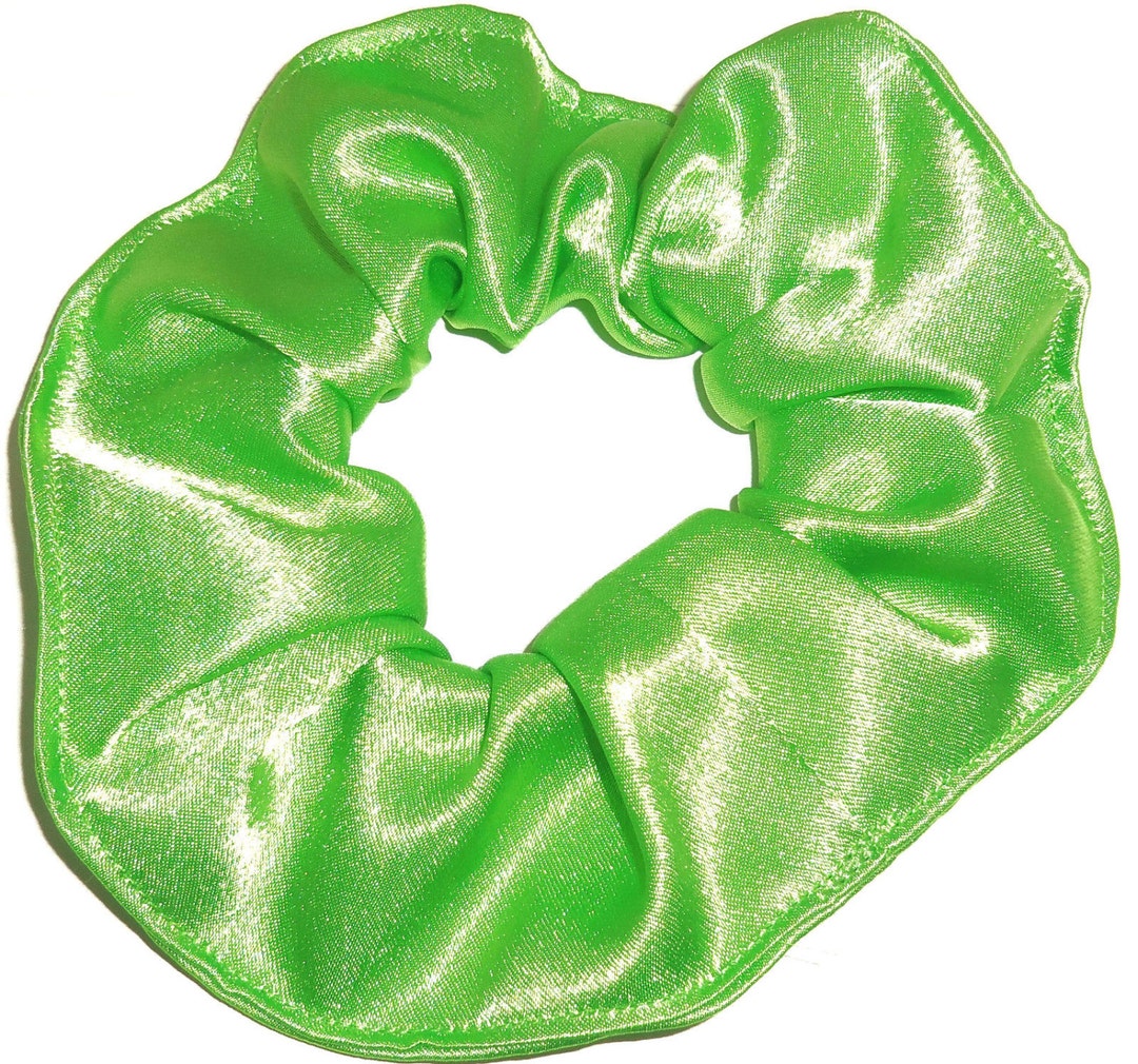 Satin Fabric Hair Scrunchie Ties Scrunchies by Sherry Pink Lime Green