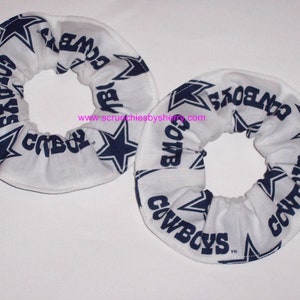 Dallas Cowboys Hair Scrunchie NFL Football Navy White Camo Tie Dyed Duck Cloth Fabric Scrunchies by Sherry 2 White Minis