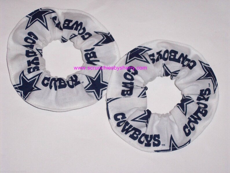 Dallas Cowboys Hair Scrunchie NFL Football Navy White Camo Tie Dyed Duck Cloth Fabric Scrunchies by Sherry 2 White Minis