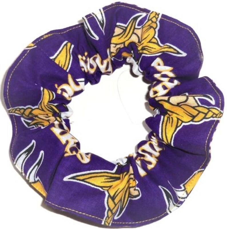 Minnesota Vikings Fabric Hair Scrunchie NFL Football Scrunchies by Sherry Purple Gold White Vikings Mascot New