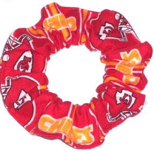 Kansas City Chiefs Hair Scrunchie Scrunchies by Sherry NFL Football Fabric Ponytail Holders Ties Red Duck Cloth