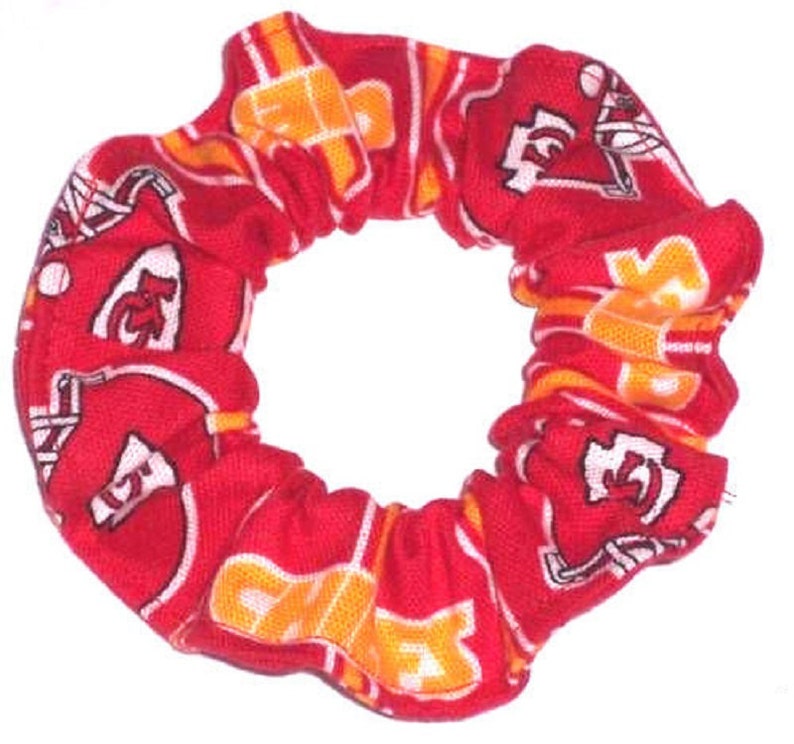 Kansas City Chiefs Hair Scrunchie Scrunchies by Sherry NFL Football Fabric Ponytail Holders Ties Red Duck Cloth